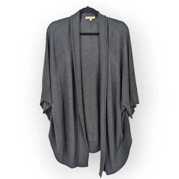 Joan Vass Rayon Cashmere Boxy Cocoon Cardigan Poncho Womens Large Lagenlook Wrap - Picture 1 of 6